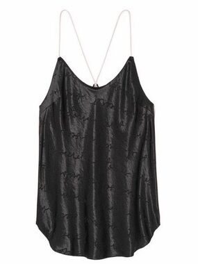VICTORIA’S SECRET Icon Satin Cami Black Script Logo Womens Small Camisole Tank